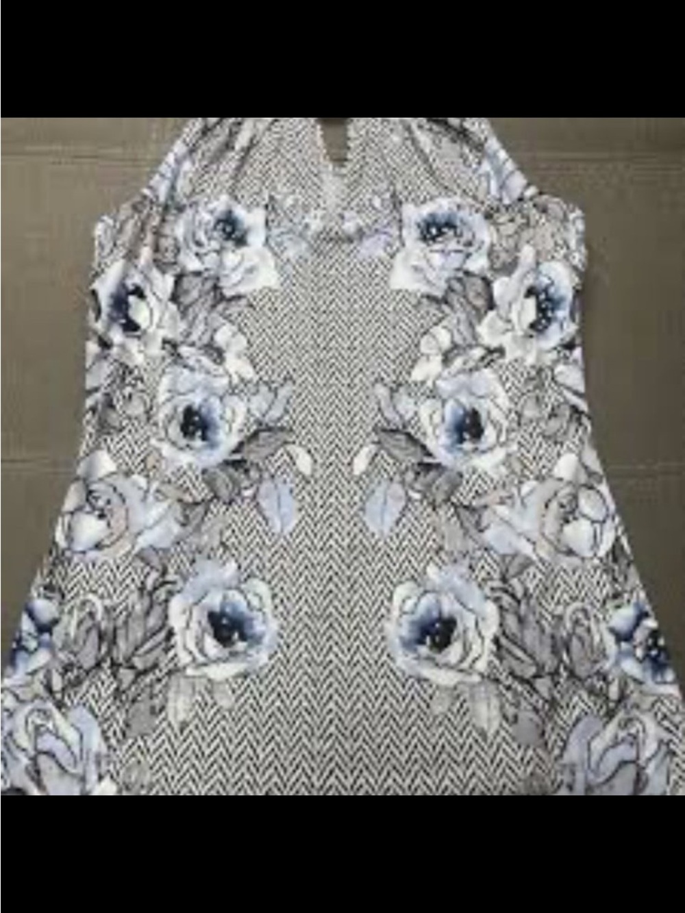 White House Black Market Floral Halter Top in White and Blue